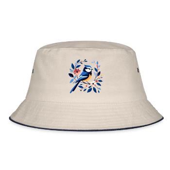 Blue - Bucket Hat - ecru/navy - Front