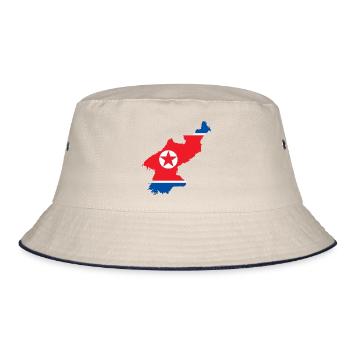 NORDKOREA KOREA KOREANISCH KOMMUNISMUS GESCHENK - Bucket Hat - Natur/Navy - Vorne