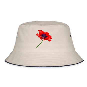 Rote Mohnblüte,red poppy - Bucket Hat - Natur/Navy - Vorne