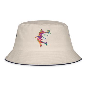 Basketball Player Colorful Paint Slam Dunk Sports - Bucket Hat - ecru/navy - Front