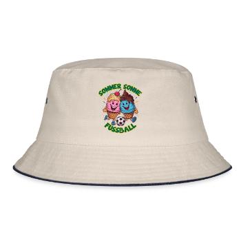 Sommer Sonne Fussball lachende kickende Eistüten - Bucket Hat - Natur/Navy - Vorne