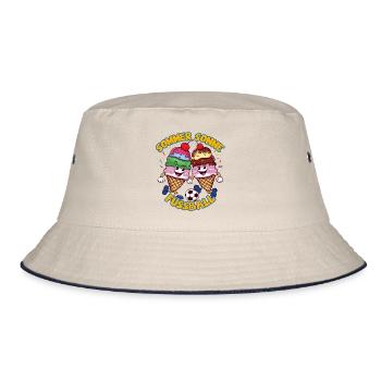 Sommer Sonne Fussball lachende kickende Eistüten - Bucket Hat - Natur/Navy - Vorne