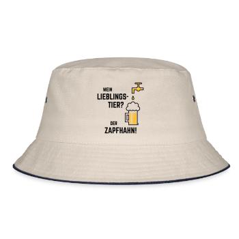 Mein Lieblingstier? Der Zapfhahn! (Bier / 2C) - Bucket Hat - Natur/Navy - Vorne