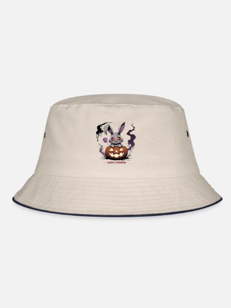 Besessen süß – Gruselhase im Kürbis - Bucket Hat - Natur/Navy - Vorne