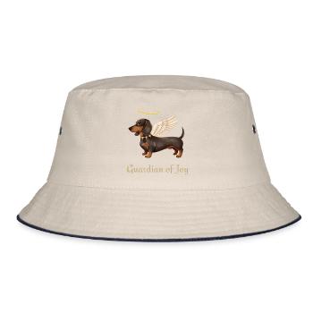 Guardian of Joy – Angel Dachshund - Bucket Hat - ecru/navy - Front