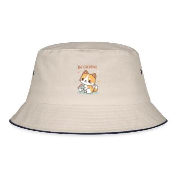Creative Chat - Bucket Hat - ecru/navy - Front