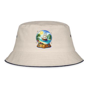 Schiffstraum Kugelbild - Bucket Hat - Natur/Navy - Vorne