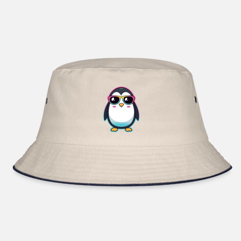Schicker Pinguin mit Regenbogengläser Bucket Hat
