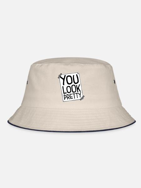 You Look Pretty Funny Complement Self Love Logo - Bucket Hat - ecru/navy - Front