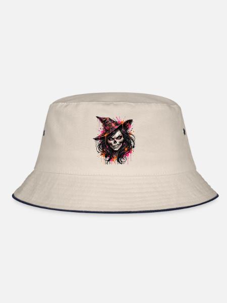Hexen – Schädelhexe Neon - Bucket Hat - Natur/Navy