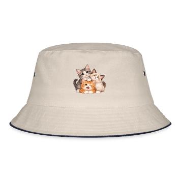 Kätzchen Trio Kuschelfreude - Bucket Hat - Natur/Navy - Vorne