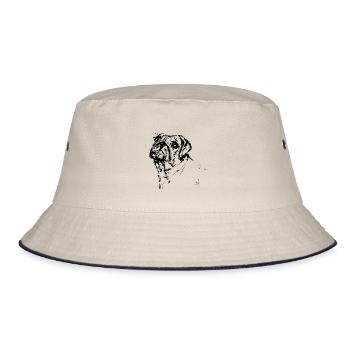 Pug - Bucket Hat - ecru/navy - Front