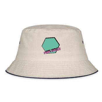 Vintage Sechseck mit Text - Bucket Hat - Natur/Navy - Vorne