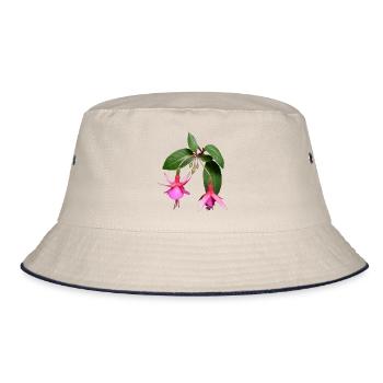 blumen fuchsia fuchsie flowers garten - Bucket Hat - Natur/Navy - Vorne