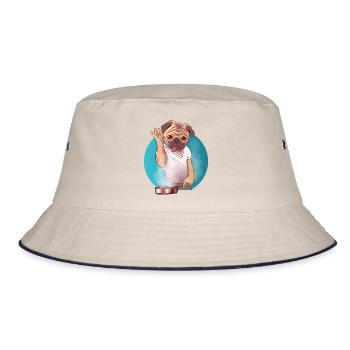 Salt Bae dog cooks with dedication - Bucket Hat - ecru/navy - Front