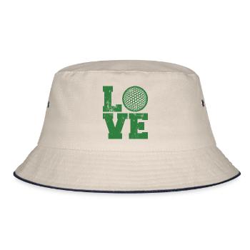 Golf Caddy Golfplatz Putter Birdie Geschenk Tee - Bucket Hat - Natur/Navy - Vorne