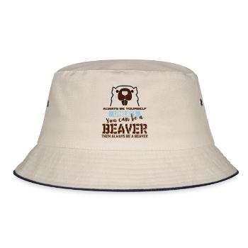 Biber Geschenk - Bucket Hat - Natur/Navy - Vorne