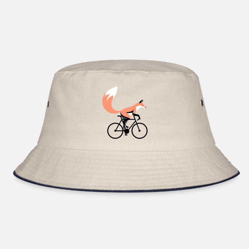 Bicycle Fox - Bucket Hat - ecru/navy