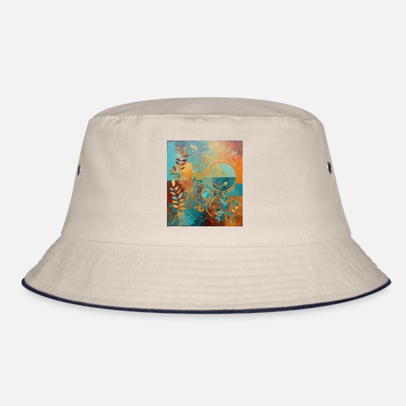 Abstract composition with leaves and circles Bucket Hat