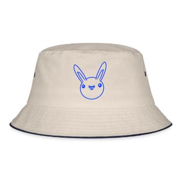Hase Lustig Gesicht Grimasse Albern Ulkig Lächeln - Bucket Hat - Natur/Navy - Vorne