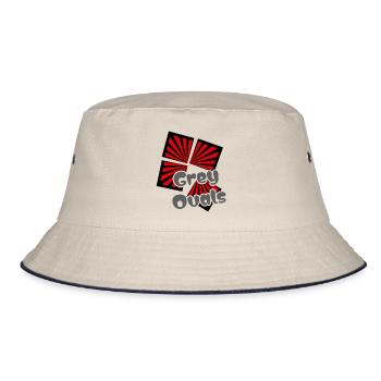 Red Squares Grey Ovals - Bucket Hat - ecru/navy - Front