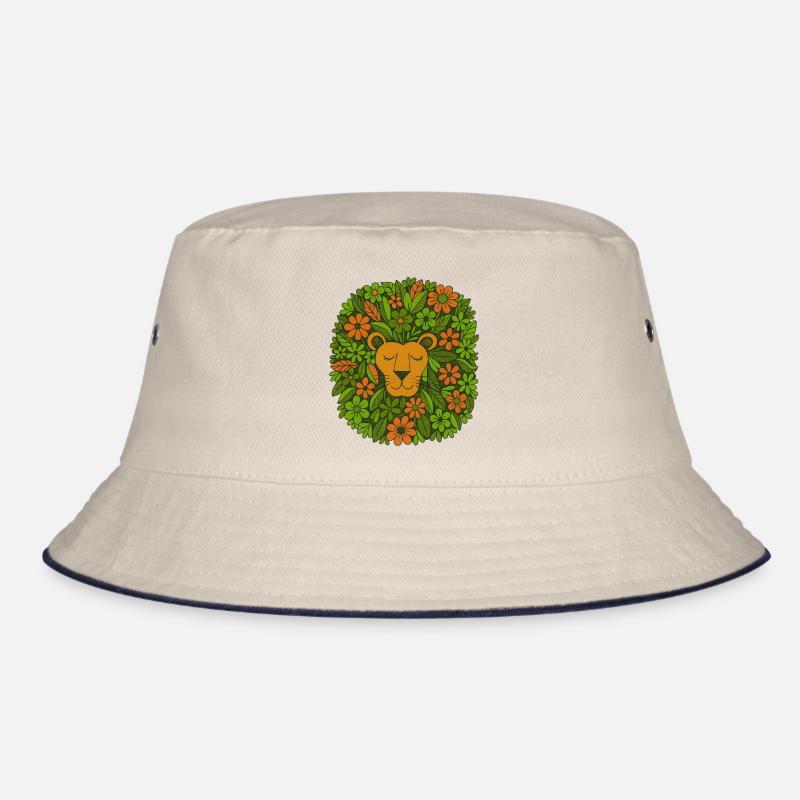 Retro Leo Löwe mit 70er Jahre Blumen Bucket Hat