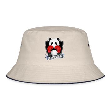 Boxender Panda – Lustiges Tiermotiv - Bucket Hat - Natur/Navy - Vorne