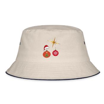 Weihnachtsstern und Weihnachtskugel - Bucket Hat - Natur/Navy - Vorne