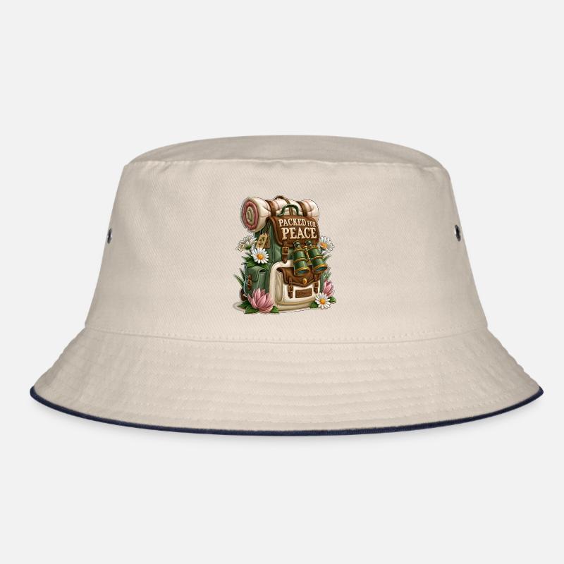 Packed for Peace Hiking Backpack - Bucket Hat - ecru/navy