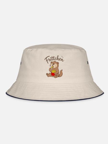 Frettchen Frittchen Fritten Pommes Frites essen - Bucket Hat - Natur/Navy