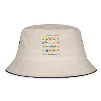 Dinosaurier Alphabet ABC Kinder Lernen Dino Motiv - Bucket Hat - Natur/Navy - Vorne