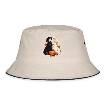 Zwei Katzen und ein Kürbis - Bucket Hat - Natur/Navy - Vorne