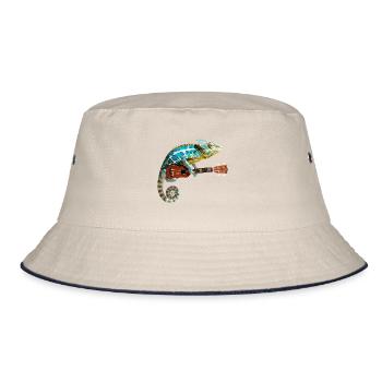 Chamäleon mit Ukulele - Bucket Hat - Natur/Navy - Vorne