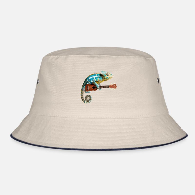 Chamäleon mit Ukulele Bucket Hat
