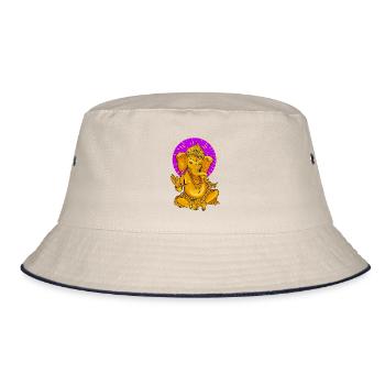 Yoga namaste Buddha Elefant ganesha gold Sonne om - Bucket Hat - Natur/Navy - Vorne
