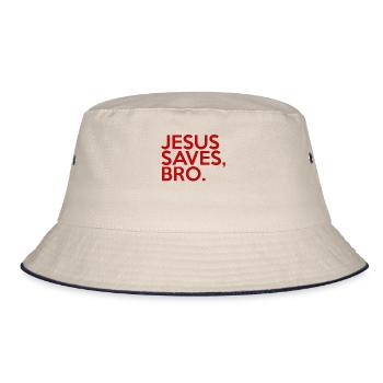 Jesus Saves Bro - Bucket Hat - Natur/Navy - Vorne