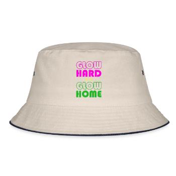 Glow Hard Or Glow Home T-Shirt Funny Retro Glowing - Bucket Hat - ecru/navy - Front