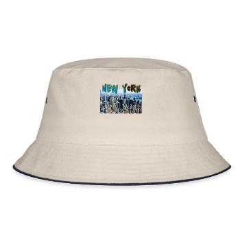 New York City with NY Buildings - Bucket Hat - ecru/navy - Front