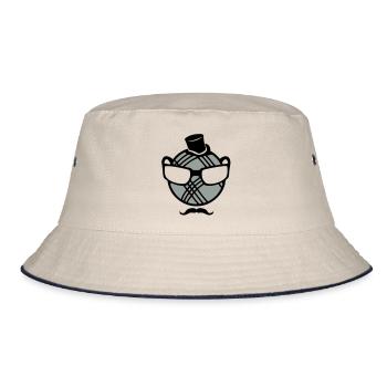 petanque boule smiley moustache lunette - Bob - blanc cassé/bleu marine - Devant