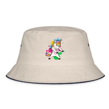 Floss Dance Einhorn - Bucket Hat - Natur/Navy - Vorne