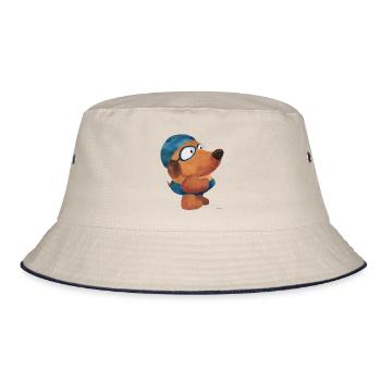 Schwimmen Wasser Sport Hund lustig Urlaub Geschenk - Bucket Hat - Natur/Navy - Vorne