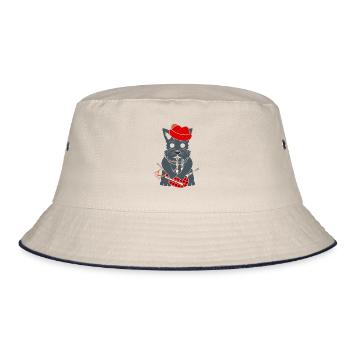 Bagpipe Scottish Terrier bagpipe bulkhead - Bucket Hat - ecru/navy - Front