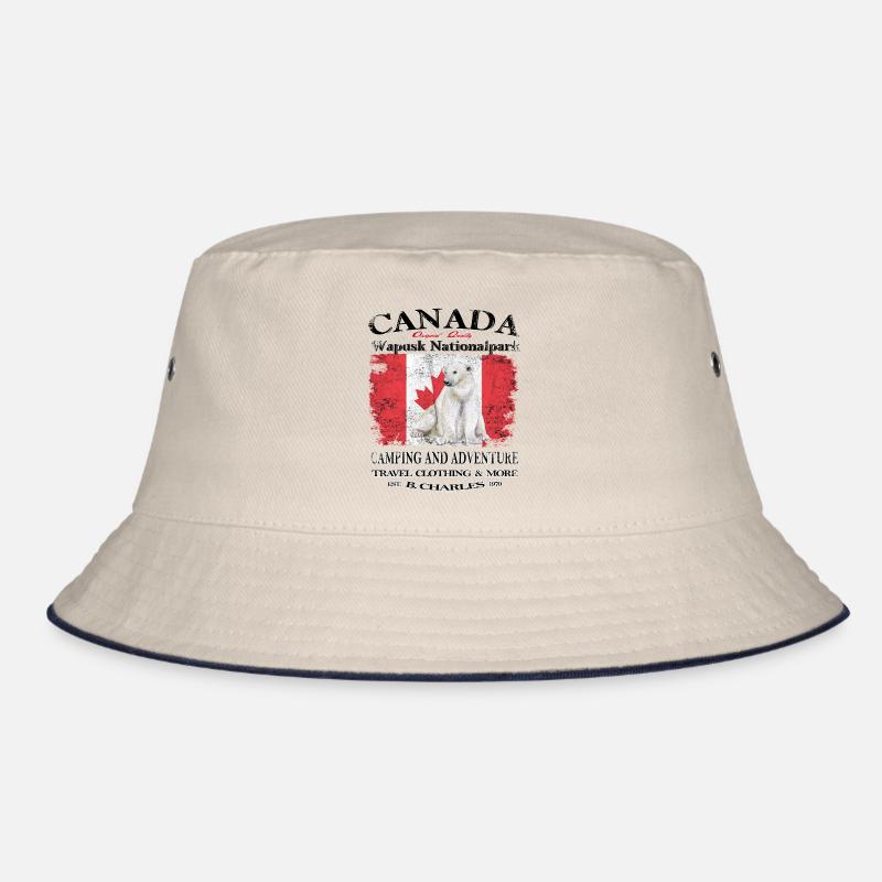 Canada, Canada, camping - Bucket Hat - ecru/navy