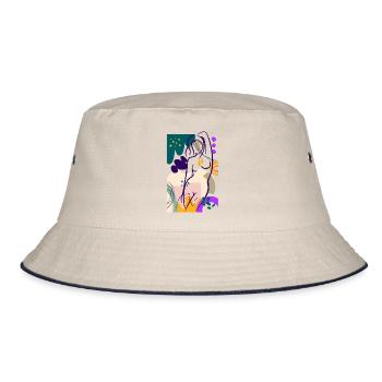 Nudist nudist nude gift - Bucket Hat - ecru/navy - Front