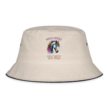 Mein Pferd hält mich auf Trab - Bucket Hat - Natur/Navy - Vorne