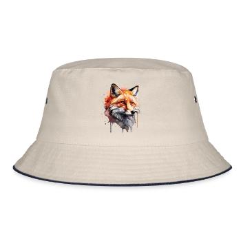 Cute Fox - Bucket Hat - ecru/navy - Front