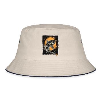 For anglers while fishing, a fish - Bucket Hat - ecru/navy - Front