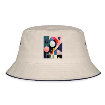 Bold Abstract Geometric Shapes – Modern Art Design - Bucket Hat - ecru/navy - Front