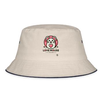Maus Liebe mit Herz - Bucket Hat - Natur/Navy - Vorne