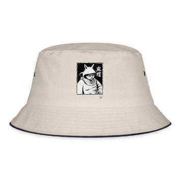Samurai Shogun Cat - Bucket Hat - ecru/navy - Front